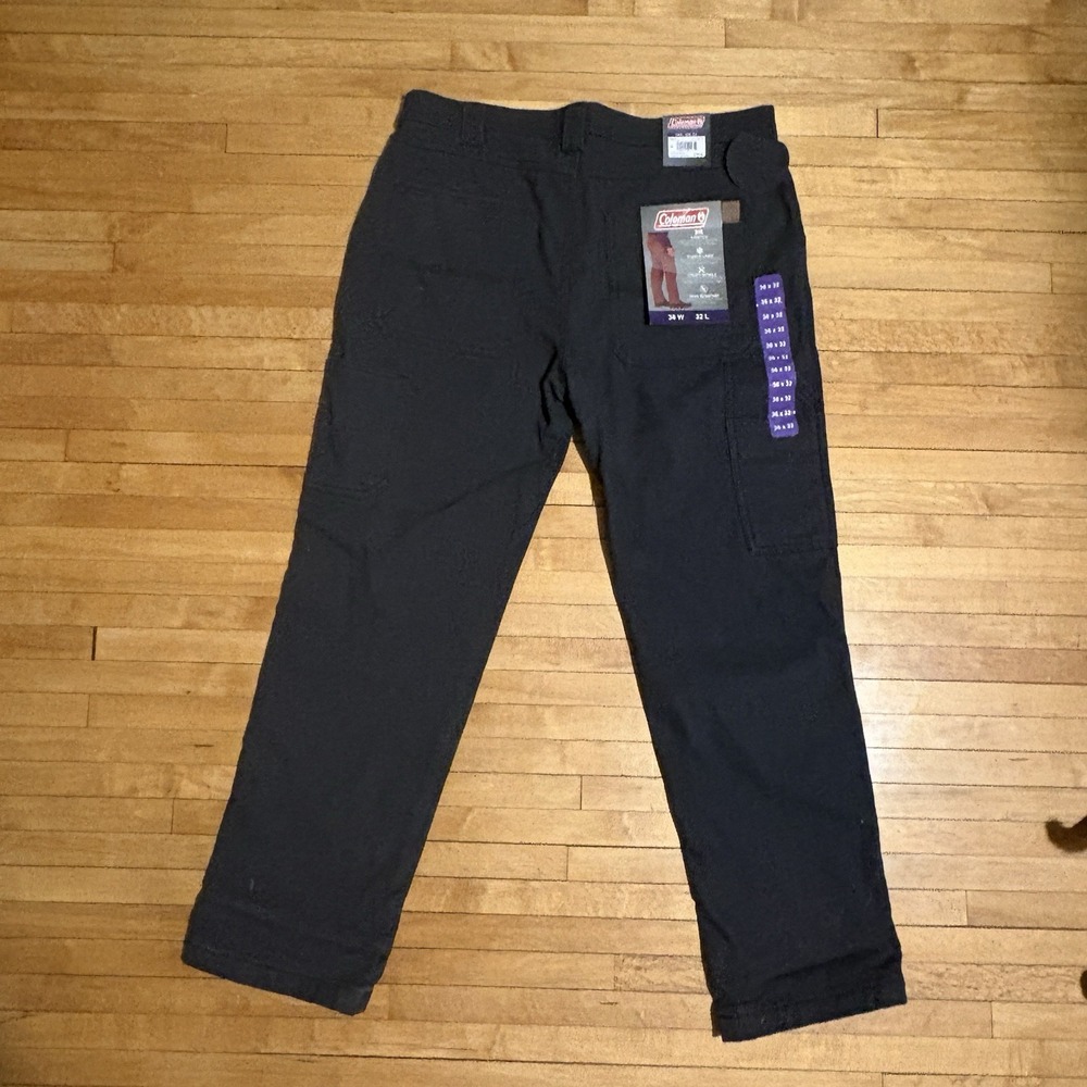 Coleman Mens 36W 32L Dark Gray Bonded Fleece Lined Utility Pants NWT